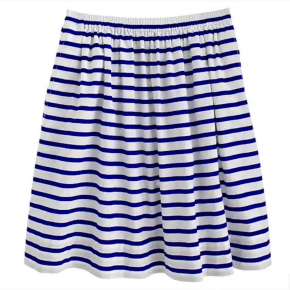 J. Crew • 2 • White Blue Nautical Strip Mini Skirt